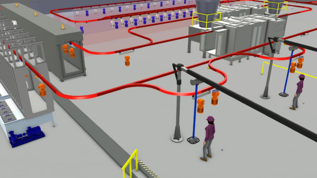 DUALIS Factory Simulation Partner - Power And Free Library Add-On to easily simulate very expensive overhead conveyor production lines