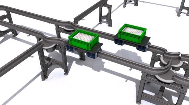 DUALIS Factory Simulation Partner - Montratec Conveyors Library Add-On to simulate electromagnetic mover systems