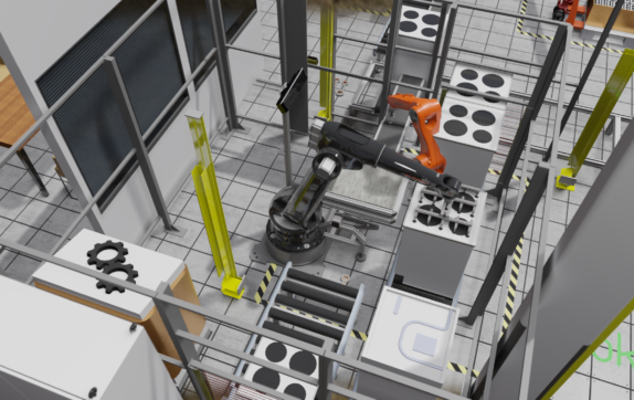 Robot Assembly Simulation in a Visual Components model Robot Assembly Simulation in a Visual Components model with the rendering function